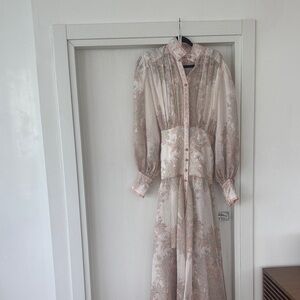 Zimmermann Long Sleeve Maxi Dress in Blush and Cream Paisley